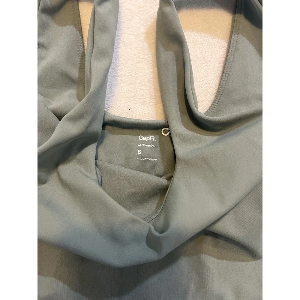 Women's Gap Fit Studio Fitted Short Bodysuit Green Small Gym